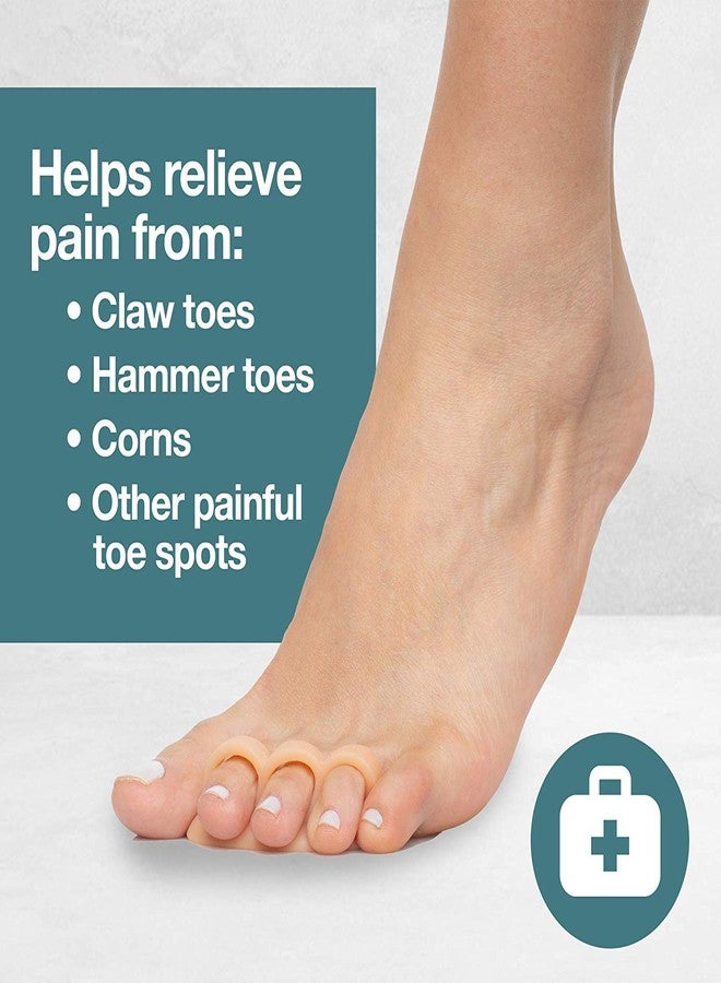 ZenToes Hammer Toe Corrector for Women & Men | Triple Loop Gel Toe Spacers & Separators | Realign Bent, Crooked, Curled, Claw, Hammertoes | Soft Support for Straightening | 4 Pack, Beige - Image 2